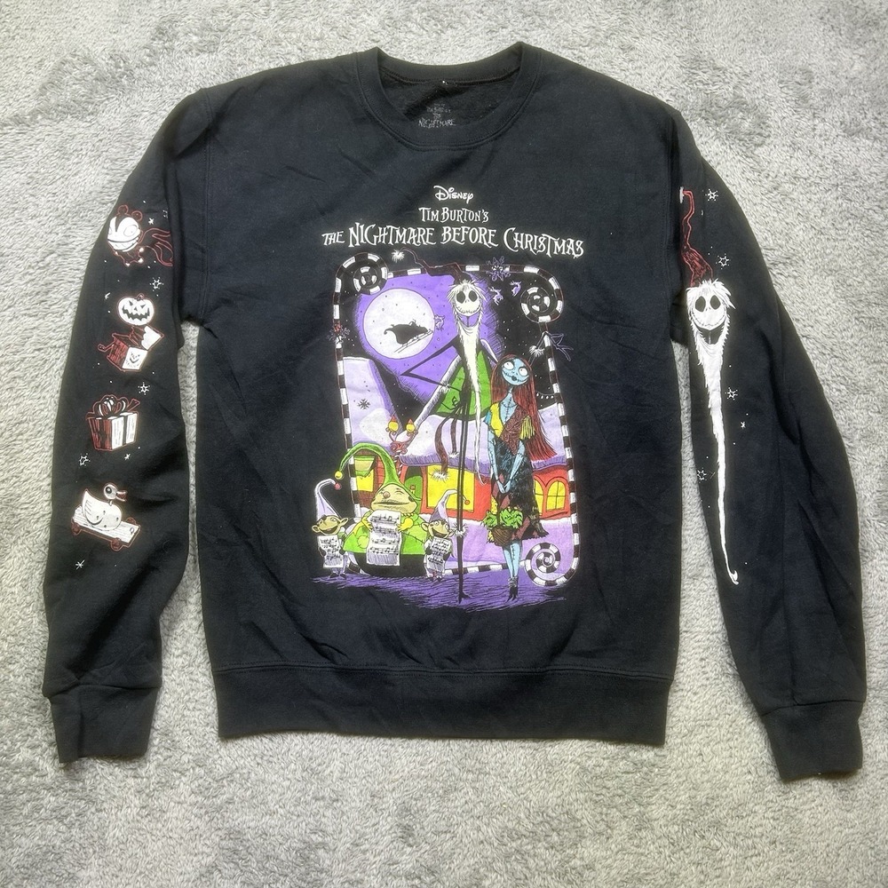 The Nightmare Before Christmas‎ Sweatshirt Womens S Black Spell Out Logo Disney